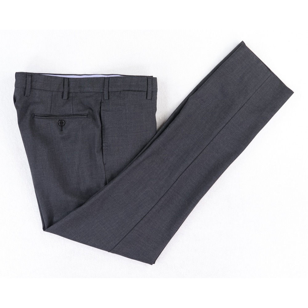 Sid Mashburn Dress Trousers Mens 31x32 Charcoal Grey Wool Flat Front Slim Italy